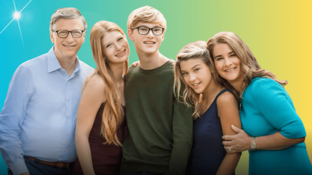 بيل غيتس وزوجته وابنائه